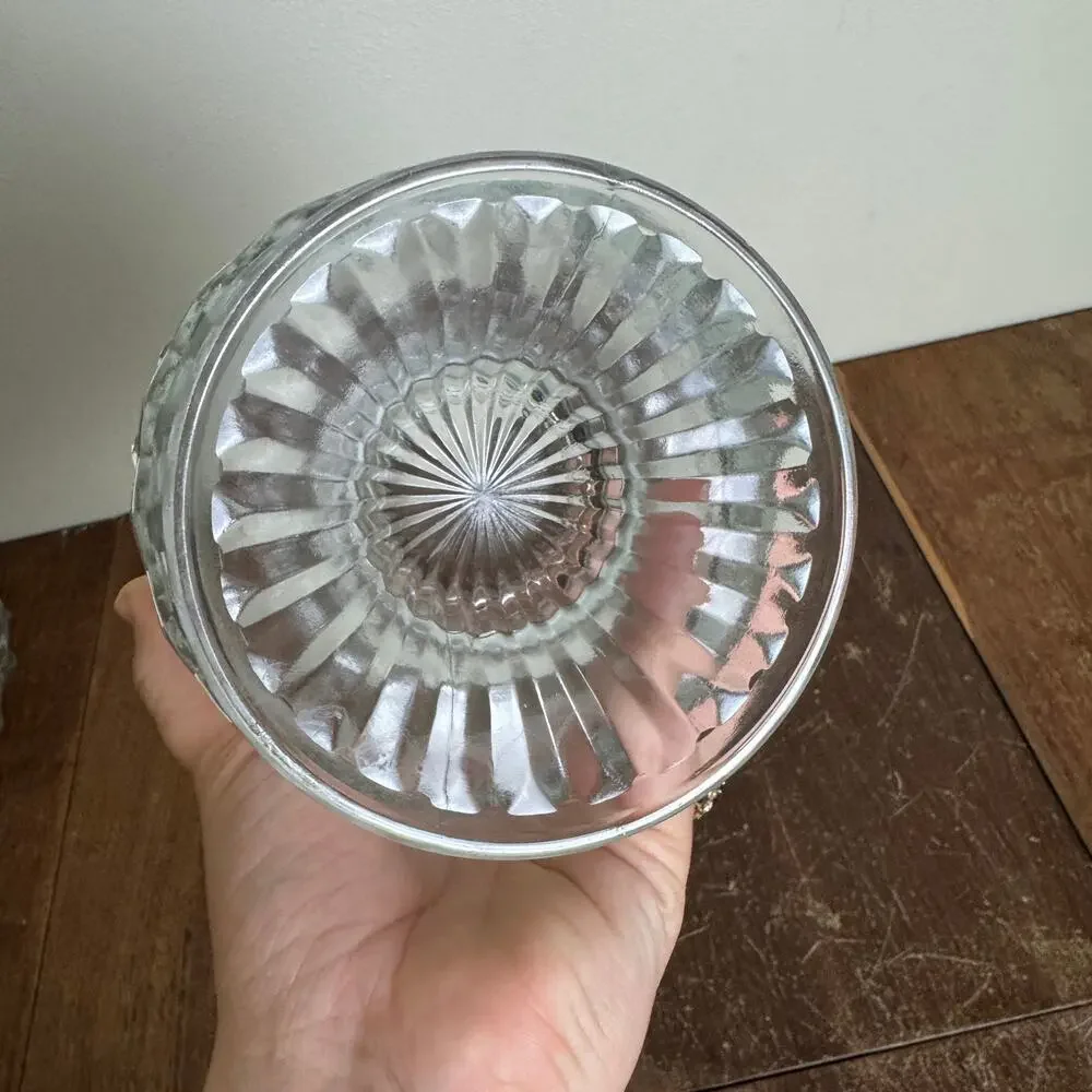 Vintage Clear Glass Cubist Fostoria Style‎ Pedestal Candy Dish